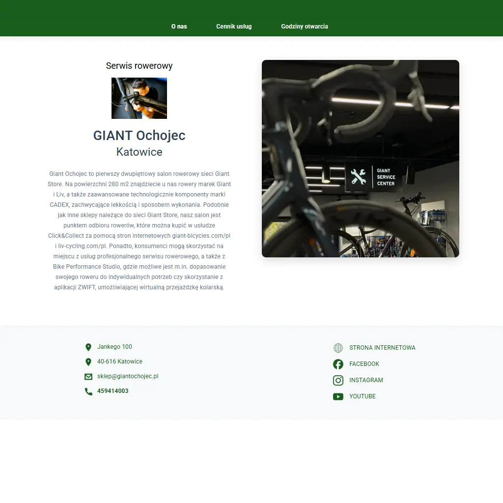 Wizytówka serwisu rowerowego w CycloPick