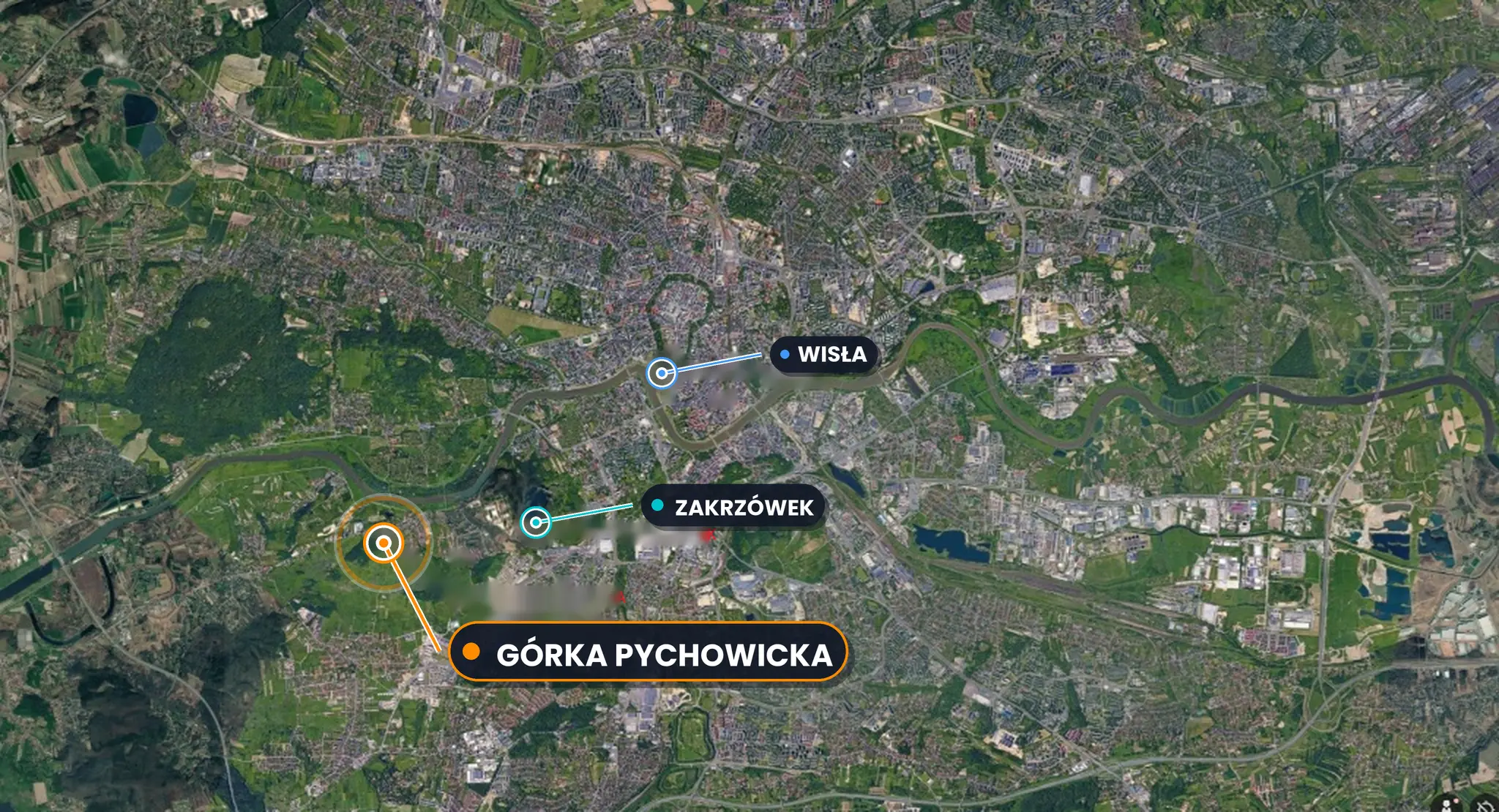 Mapa lokalizacji Górki Pychowickiej w Krakowie
